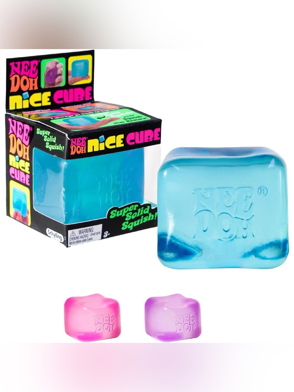 NeeDoh SET X 2 Nice Cube Super Solid Squish - Pink & Blue - Picture 2 of 6